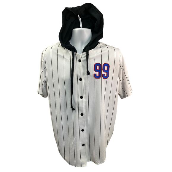 Space Jam Tune Squad Jersey Hoodie Style Pinstripe White Size M - Picture 1 of 7